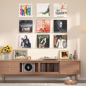 upsimples 10 Pack Clear Acrylic Shelves, 12" Nursery Book Shelves for Wall, Floating Bookshelf for Kids Baby, Vinyl Display, Record Holder, Magazine Rack, Picture Ledge Shelf