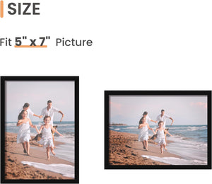 upsimples 5x7 Picture Frame Set of 3, Made of High Definition Glass for 5 x 7 Black Frames, Wall and Tabletop Display Thin Border Photo Frame for Home Décor