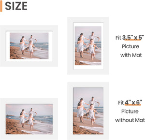 upsimples 4x6 Picture Frame Set of 10, Display Pictures 3.5x5 with Mat or 4x6 Without Mat, Multi Photo Frames Collage for Wall or Tabletop Display, White