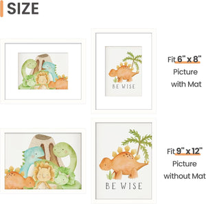 upsimples 9x12 Picture Frame Set of 5,Display Pictures 6x8 with Mat or 9x12 Without Mat,Wall Gallery Photo Frames,White