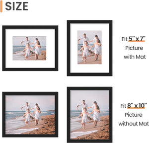 upsimples 8x10 Picture Frame Set of 10,Display Pictures 5x7 with Mat or 8x10 Without Mat,Multi Photo Frames Collage for Wall or Tabletop Display,Black