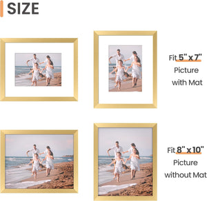 upsimples 8x10 Picture Frame Set of 10,Display Pictures 5x7 with Mat or 8x10 Without Mat,Multi Photo Frames Collage for Wall or Tabletop Display,Gold