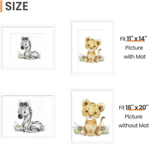 upsimples 16x20 Picture Frame Set of 5,Display Pictures 11x14 with Mat or 16x20 Without Mat,Wall Gallery Poster Frames,White
