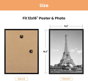 Upsimples 12x16 Frame Black 3 Pack, Picture Frames 12 x 16 for Horizontal or Vertical Wall Mounting, Scratch-Proof Wall Gallery Photo Frame
