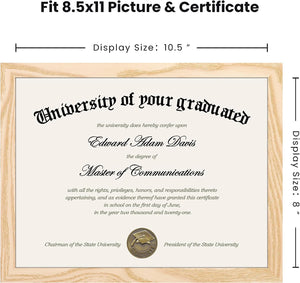 upsimples 8.5x11 Picture Frame Certificate Document Frame with High Definition Glass, 5 Pack Diploma Frames for Wall and Tabletop, Natural