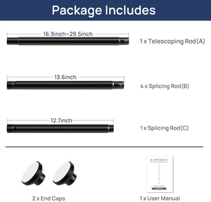 ENJOYBASICS Matte Black Shower Curtain Rod 30 to 88 Inches, 1 Inch Stainless Steel Adjustable Spring Tension Rods No Drill for Bathroom, Closet, Window, Room Divider, Never Rust, Non Slip