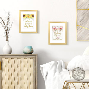 upsimples 8.5x11 Picture Frame Set of 3, Made of High Definition Glass for 6x8 with Mat or 8.5x11 Without Mat, Wall Mounting Photo Frames, Gold