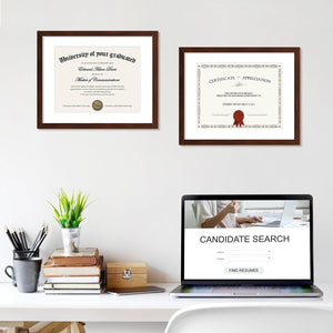 upsimples 11x14 Diploma Frame with Mat for 8.5x11 Certificate Document Frame with High Definition Glass,5 Pack Picture Frames for Wall and Tabletop, Mahogany