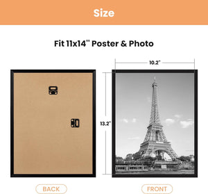 Upsimples 11x14 Picture Frame Black 3 Pack, Frames 11 x 14 for Horizontal or Vertical Wall Mounting, Scratch-Proof Wall Gallery Photo Frame