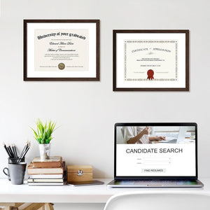 upsimples 11x14 Diploma Frame with Mat for 8.5x11 Certificate Document Frame with High Definition Glass,5 Pack Picture Frames for Wall and Tabletop, Brown