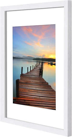 Sindcom 11x14 Picture Frame 3 Pack, Poster Frames with Detachable Mat for 8x10 Prints, Horizontal and Vertical Hanging Hooks for Wall Mounting, White Photo Frame for Gallery Home Décor