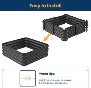 ENJOYBASICS Raised Garden Bed Outdoor, Thickened Bottomless Garden Beds for Gardening, 2 Pack Raised Planter Box for Growing Vegetables, Fruits, Flower, Herb (3x3x1 FT)