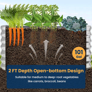 ENJOYBASICS Raised Garden Bed Kit, Galvanized Deep Root Planter 4x2x2ft Box Outdoor for Vegetables, Large Bottomless Metal Raised Bed for Gardening, Growing Broccoli, Beans, Fruits, Flower