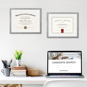 upsimples 11x14 Diploma Frame with Mat for 8.5x11 Certificate Document Frame with High Definition Glass,5 Pack Picture Frames for Wall and Tabletop, Gray