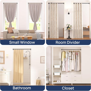 ENJOYBASICS 2 Pack Adjustable Spring Tension Curtain Rods 32 to 66 Inches, Stainless Steel Matte Black Shower Rod No Drilling for Window, Bathroom, Closet, Room Divider, 7/8" Diameter