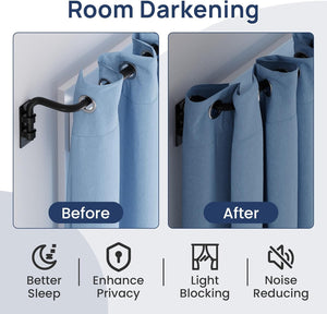ENJOYBASICS Blackout Curtain Rod for Windows 66 to 120, Wrap Around Curtain Rods for Bedroom, Living Room, Adjustable from 30 to 129 Inches, Matte Black