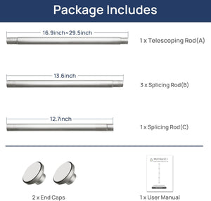ENJOYBASICS Shower Curtain Rod 30 to 76 Inches, 1 Inch Stainless Steel Adjustable Spring Tension Rods No Drill for Bathroom, Closet, Window, Room Divider, Never Rust, Non Slip, Nickel
