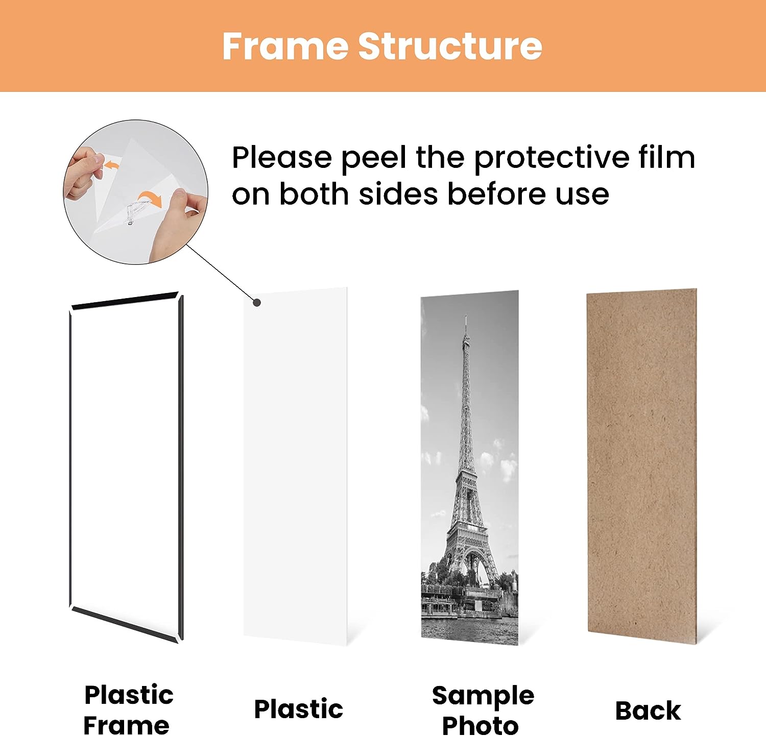 6-Pack 11x17 Black Slim Poster Frames – Front Loading, Tempered Glass – Studio 500