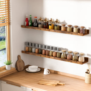 Floating Shelves, Upsimples Home Wood Shelf Wall Mounted, Set of 5, Brown