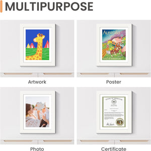 upsimples 2 Pack Kids Art Frames 10x12.5, Front Opening 8.5 x 11 Frame for Artwork Display & Storage Holds 50, Kids Artwork Frames Changeable for Children Art Projects, Drawings, 3D Art, Crafts, White