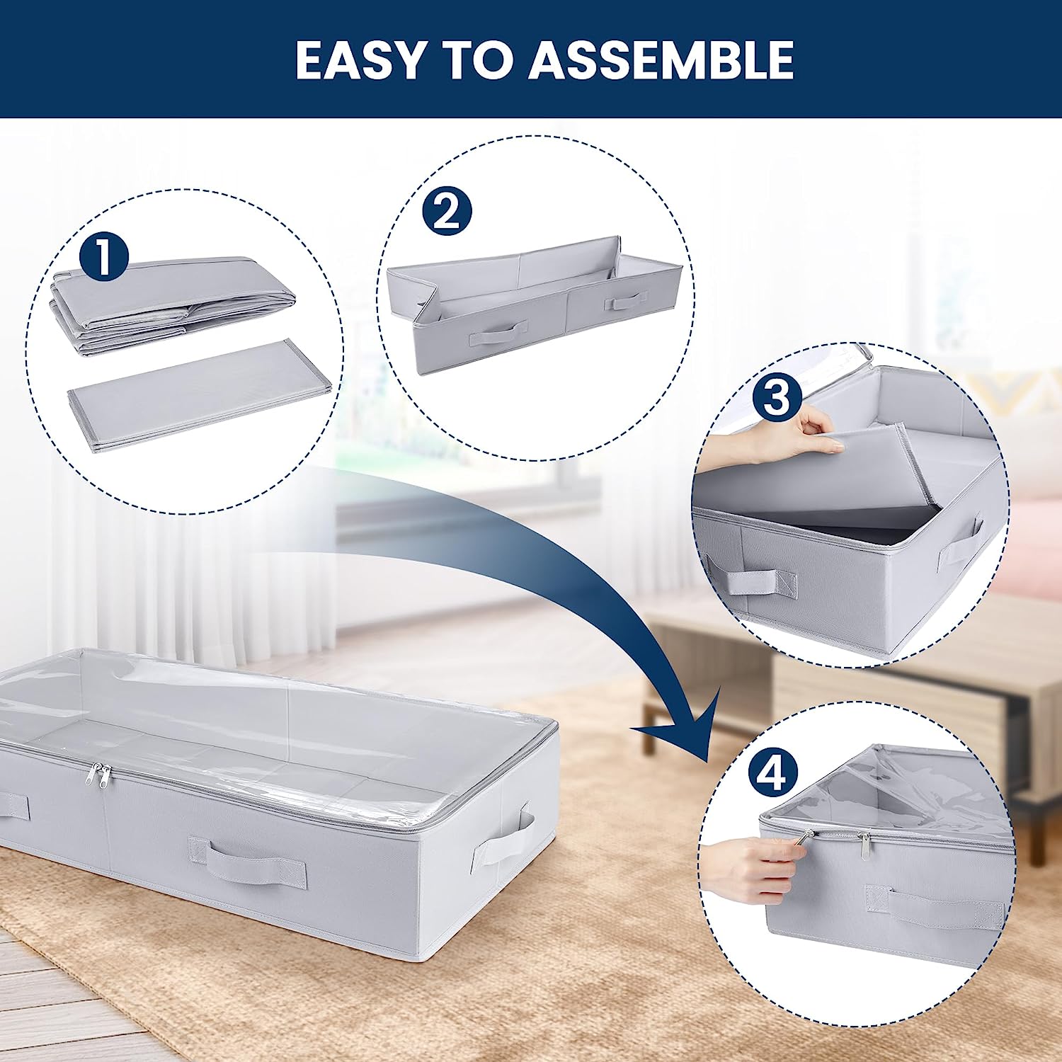 ENJOYBASICS Under Bed Storage Containers Box, Stackable Closet Organiz –  Upsimples Direct