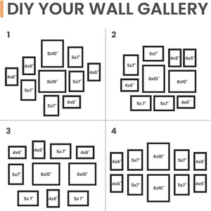 upsimples 10 Pack Picture Frames Collage Wall Decor, Gallery Wall Frame Set for Wall Mounting or Tabletop Display, Multi Sizes Including 8x10, 5x7, 4x6 Family Photo Frames, White