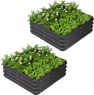 ENJOYBASICS Raised Garden Bed Outdoor, Thickened Bottomless Garden Beds for Gardening, 2 Pack Raised Planter Box for Growing Vegetables, Fruits, Flower, Herb (3x3x1 FT)