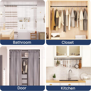 ENJOYBASICS Matte Black Shower Curtain Rod 33 to 60 Inches, 1 Inch Stainless Steel Adjustable Spring Tension Rods No Drill for Bathroom, Closet, Window, Room Divider, Never Rust, Non Slip