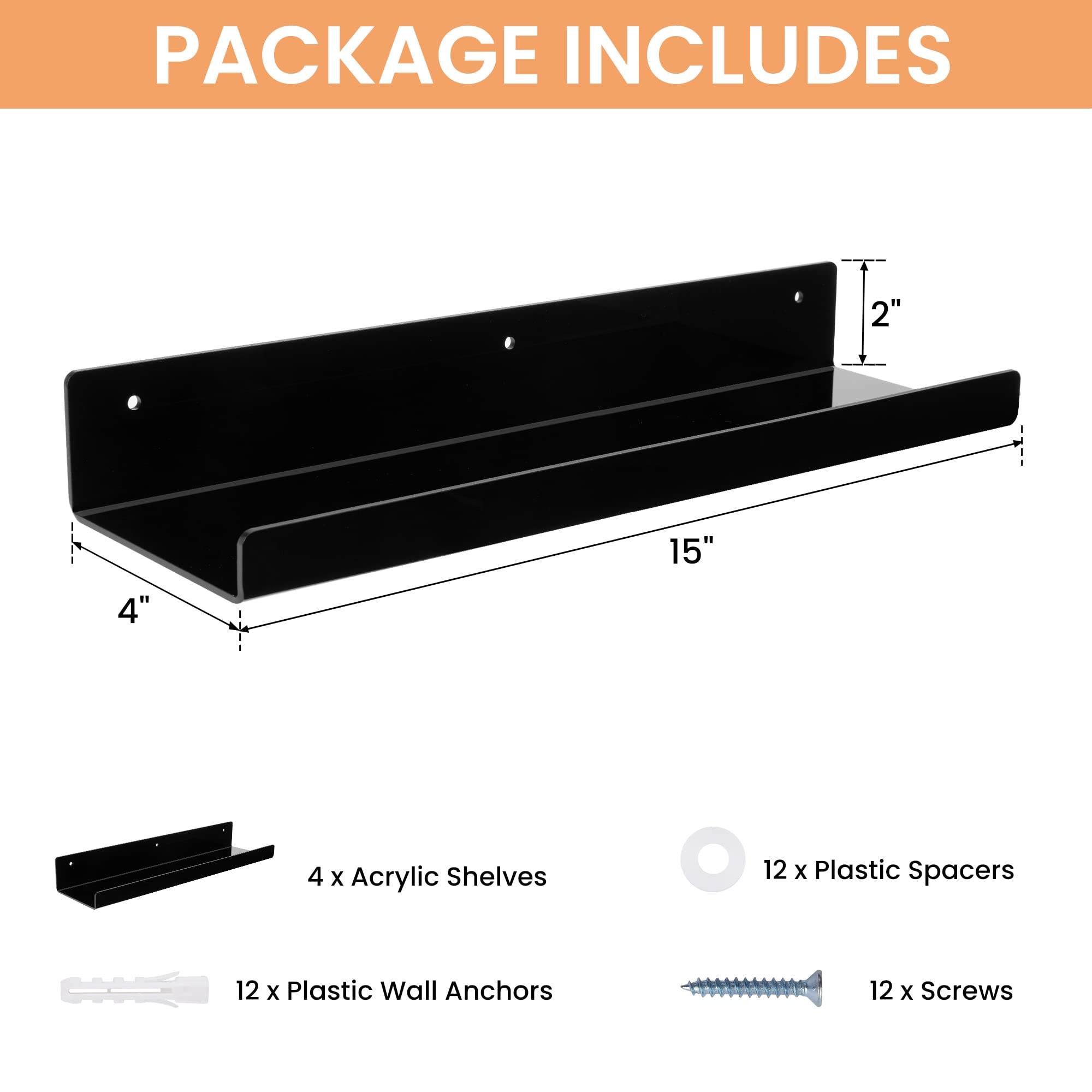 upsimples 10 Pack Clear Acrylic Shelves, 1.7 x12 Clear Wall Shelves for Nail Polish, Vinyl Wall Mount, Record Holder, Magazine Rack, Comic Display, Picture Ledge Shelf Décor upsimples 10 Pack Clear Acrylic Shelves, 1.7 x12 Clear Wall Shelves for Nail Polish, Vinyl Wall Mount, Record Holder, Magazine Rack, Comic Display, Picture Ledge Shelf Décor