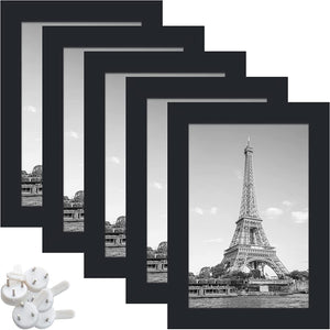 upsimples 4x6 Picture Frame Black Picture Frame with High Definition Glass, 5 Pack Multi Photo Frames Collage for Wall and Tabletop, Black