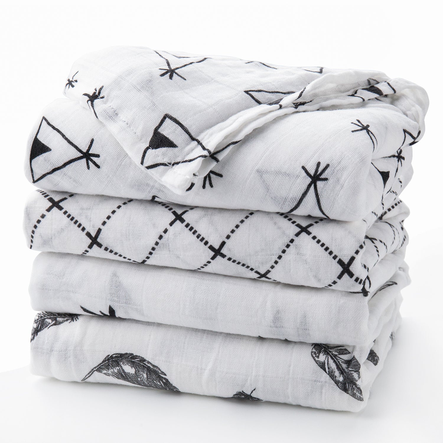 Upsimples 4 Pack Muslin Swaddle Blankets Large 47 x 47 Soft Baby Blanket Upsimples Direct