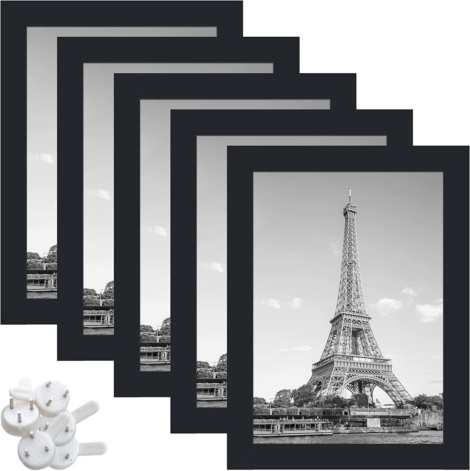 7 Pack Picture Frame Gallery Multiple Size 11x14 8x10 5x7 Photo Collage  with Mat