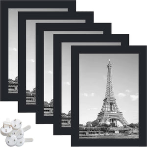 upsimples 5x7 Picture Frame Black Picture Frame with High Definition Glass, 5 Pack Multi Photo Frames Collage for Wall and Tabletop, Black