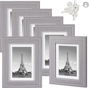 5x7 Picture Frames (2 Pack White) 5x7 Photo Frame Made of Solid Wood 5x7  Wood Frame Display on Tabletop 5x7 Photo Frame for Wall Mount 4x6 Photo  w/Mat