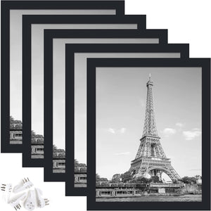 upsimples 8x10 Picture Frame Black Picture Frame with High Definition Glass, 5 Pack Multi Photo Frames Collage for Wall and Tabletop, Black