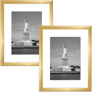 ENJOYBASICS 11x14 Picture Frame Gold Poster Frame,Display Pictures 8x10 with Mat or 11x14 Without Mat,Wall Gallery Photo Frames,2 Pack