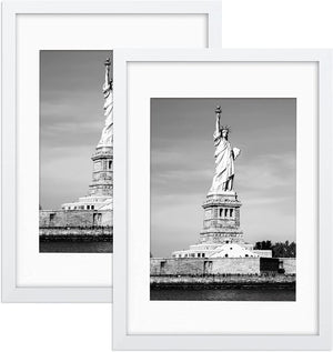 ENJOYBASICS A4 Picture Frame White Poster Frame,Display Pictures 6x8 with Mat or 8.3x11.7 Without Mat,Wall Gallery Photo Frames,2 Pack