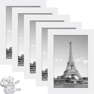 upsimples 4x6 Picture Frame White Picture Frame with High Definition Glass, 5 Pack Multi Photo Frames Collage for Wall and Tabletop, White