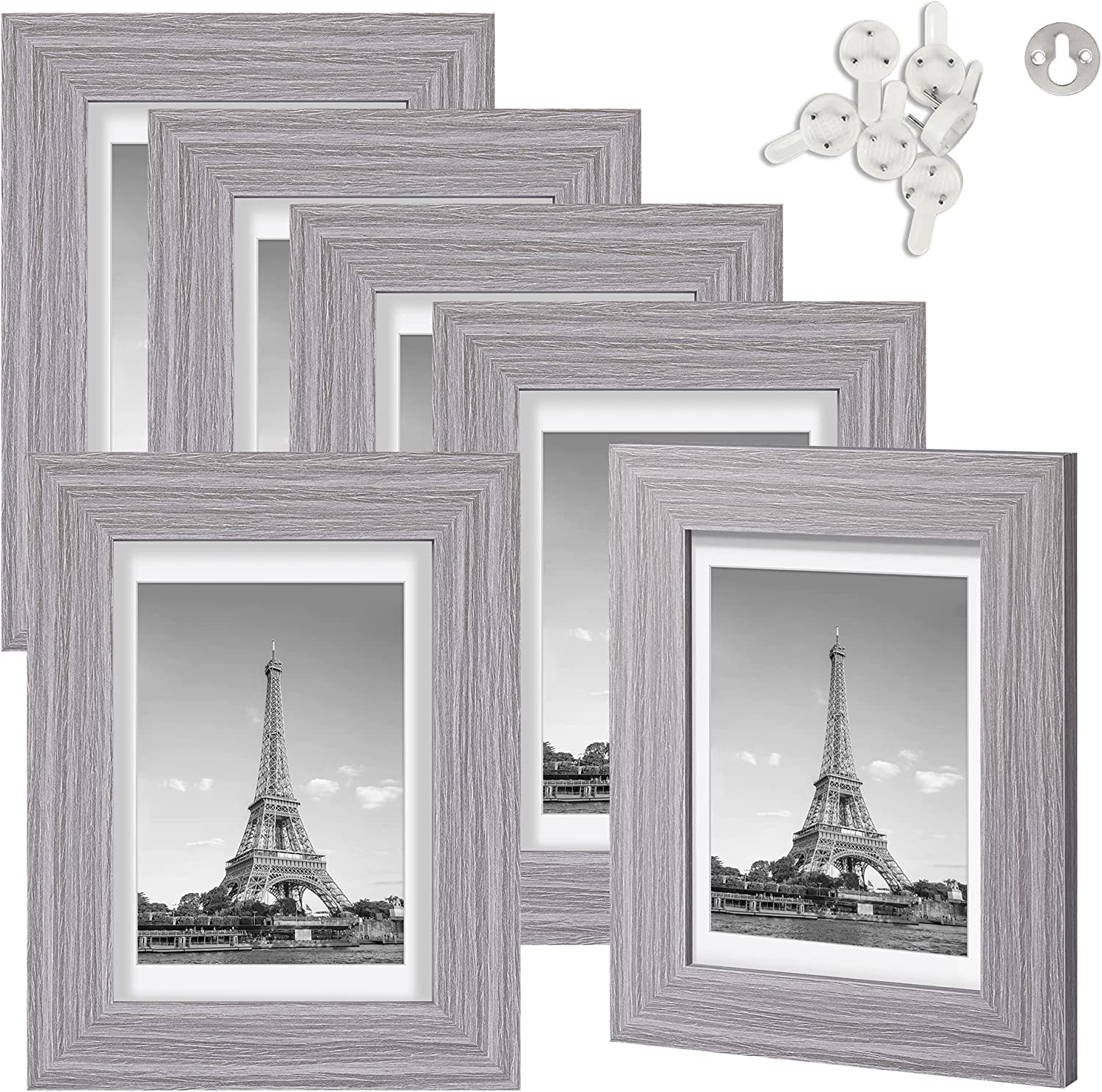 upsimples 4x6 Picture Frame Distressed Grey with Real Glass, Display  Pictures 3.5x5 with Mat or 4x6 Without Mat, Multi Photo Frames Collage for  Wall