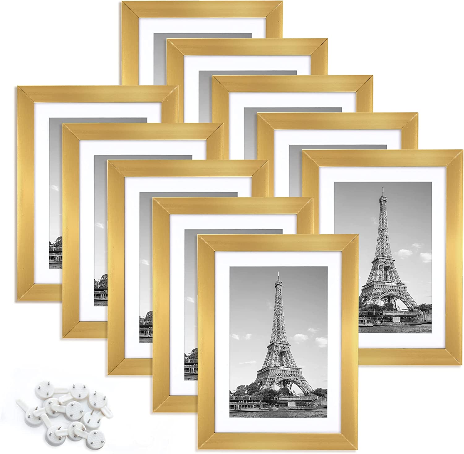5x7 Picture Frame Set of 10, Display Pictures 4x6 with Mat or 5x7