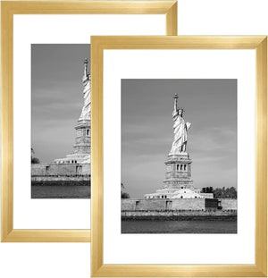 ENJOYBASICS A3 Picture Frame Gold Poster Frame,Display Pictures 8.3x11.7 with Mat or 11.7x16.5 Without Mat,Wall Gallery Photo Frames,2 Pack