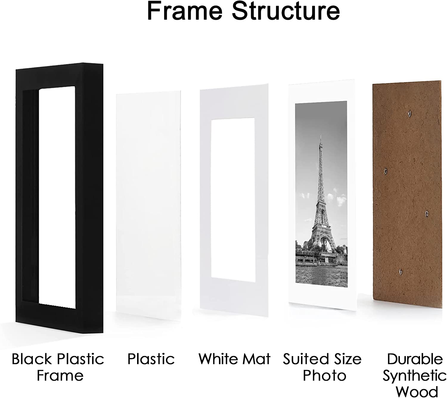 upsimples 8x12 Picture Frame Set of 5, Display Pictures 6x8 with Mat o –  Upsimples Direct