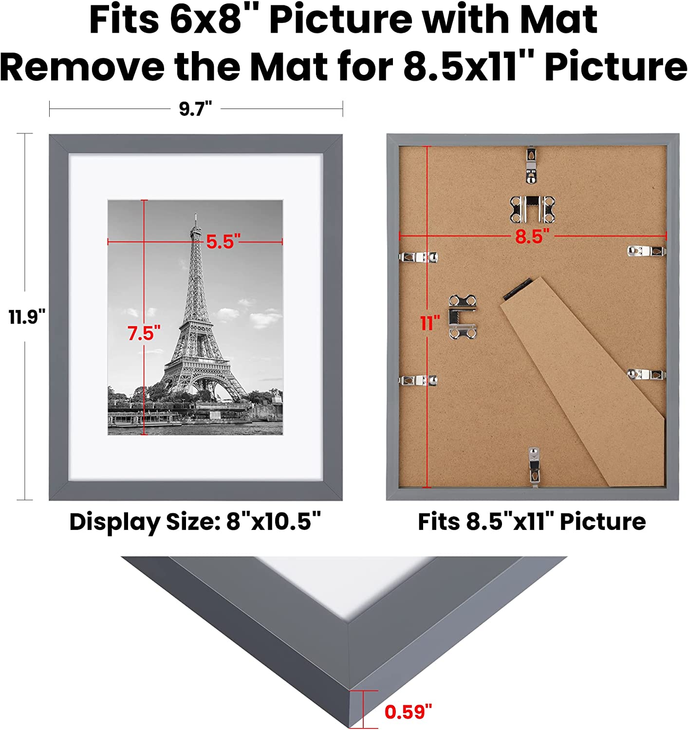 upsimples 8.5x11 Picture Frame Set of 10, Display Pictures 6x8 with Ma –  Upsimples Direct