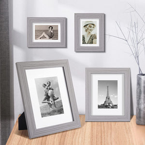 upsimples 8x10 Picture Frame Distressed Grey with Real Glass, Display Pictures 5x7 with Mat or 8x10 Without Mat, Multi Photo Frames Collage for Wall or Tabletop Display, Set of 6