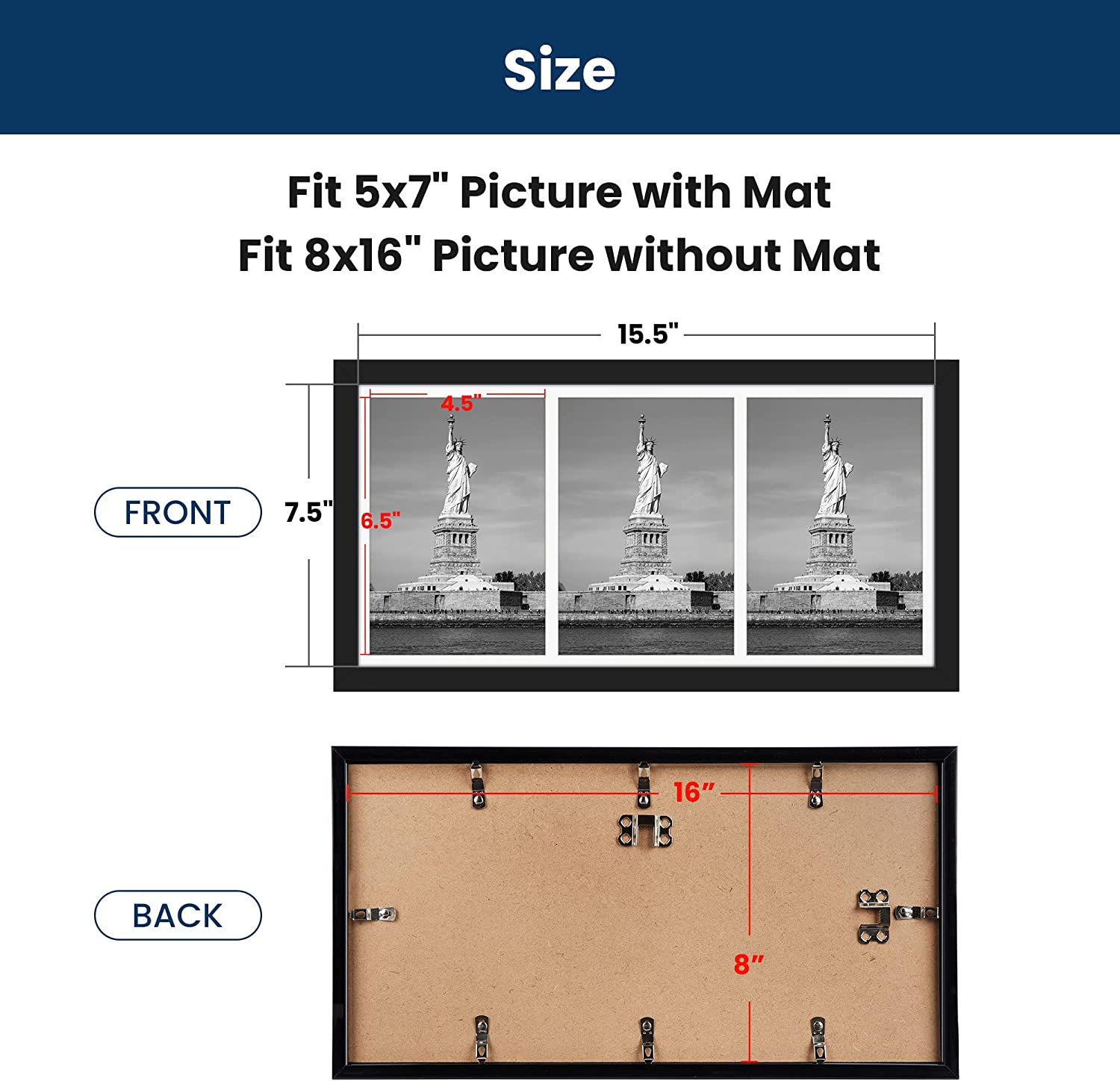 ENJOYBASICS 16x20 Picture Frame, Display Poster 11x14 with Mat or