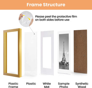 upsimples 13x19 Picture Frame Set of 5,Display Pictures 11x17 with Mat or 13x19 Without Mat,Wall Gallery Photo Frames,Gold