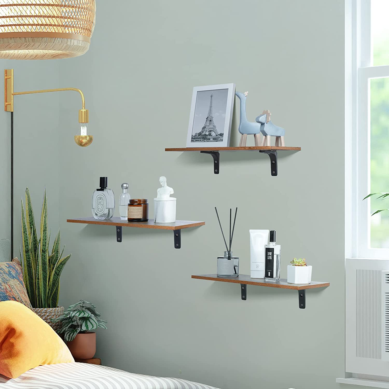 Upsimples Home Floating Shelves Wall Mounted Set of 5, Wall Mounted Wo –  Upsimples Direct