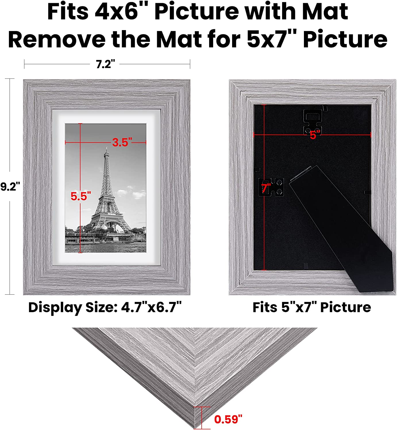 upsimples 5x7 Picture Frame Distressed White with Real Glass, Display –  Upsimples Direct