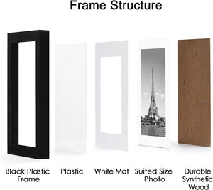 upsimples 8x10 Picture Frame Set of 1,Display Pictures 5x7 with Mat or 8x10 Without Mat,Wall Gallery Photo Frames,Black