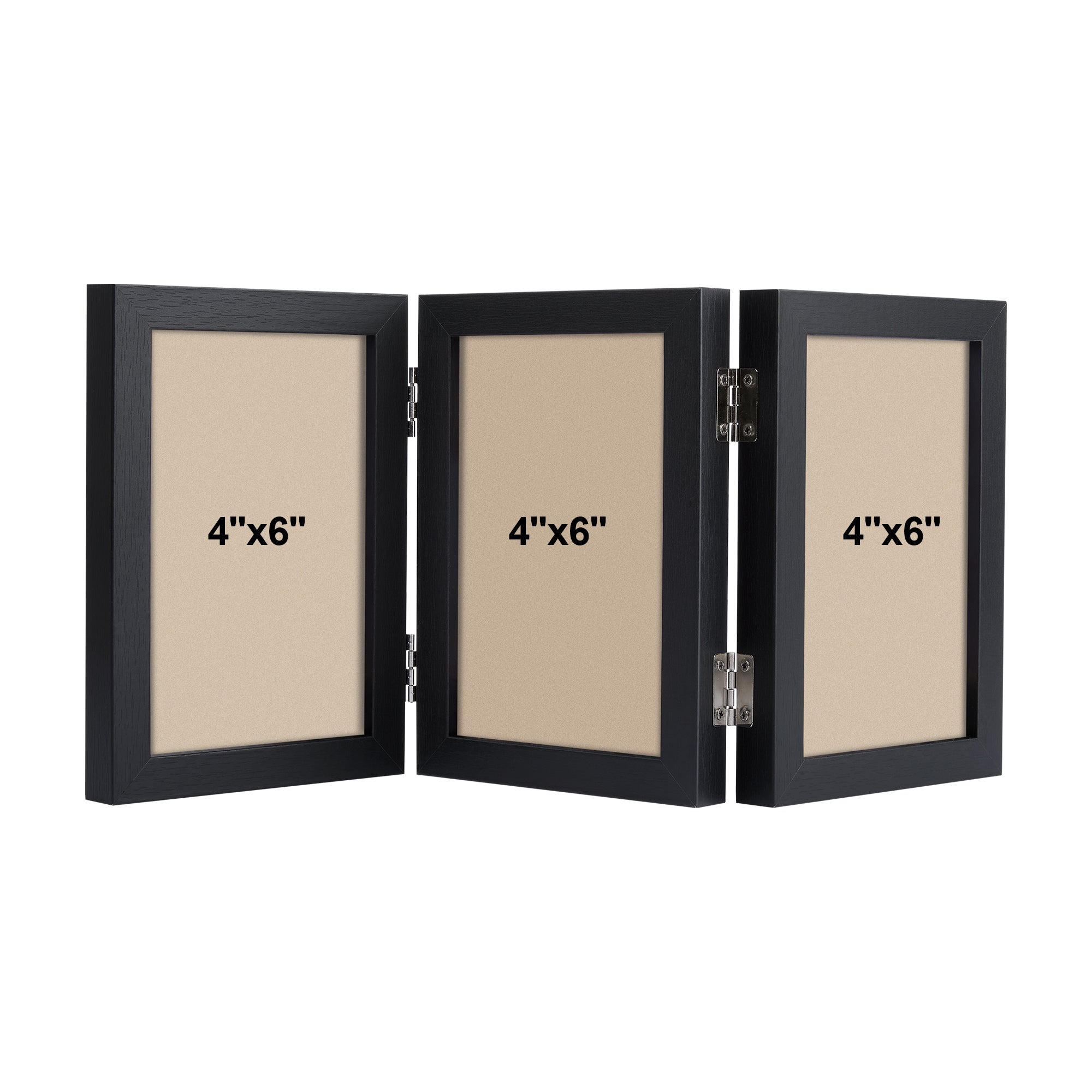 3 Picture Frame 4x6 And 5x7 Black Picture Frames Collage Hinged Folding  Triple P